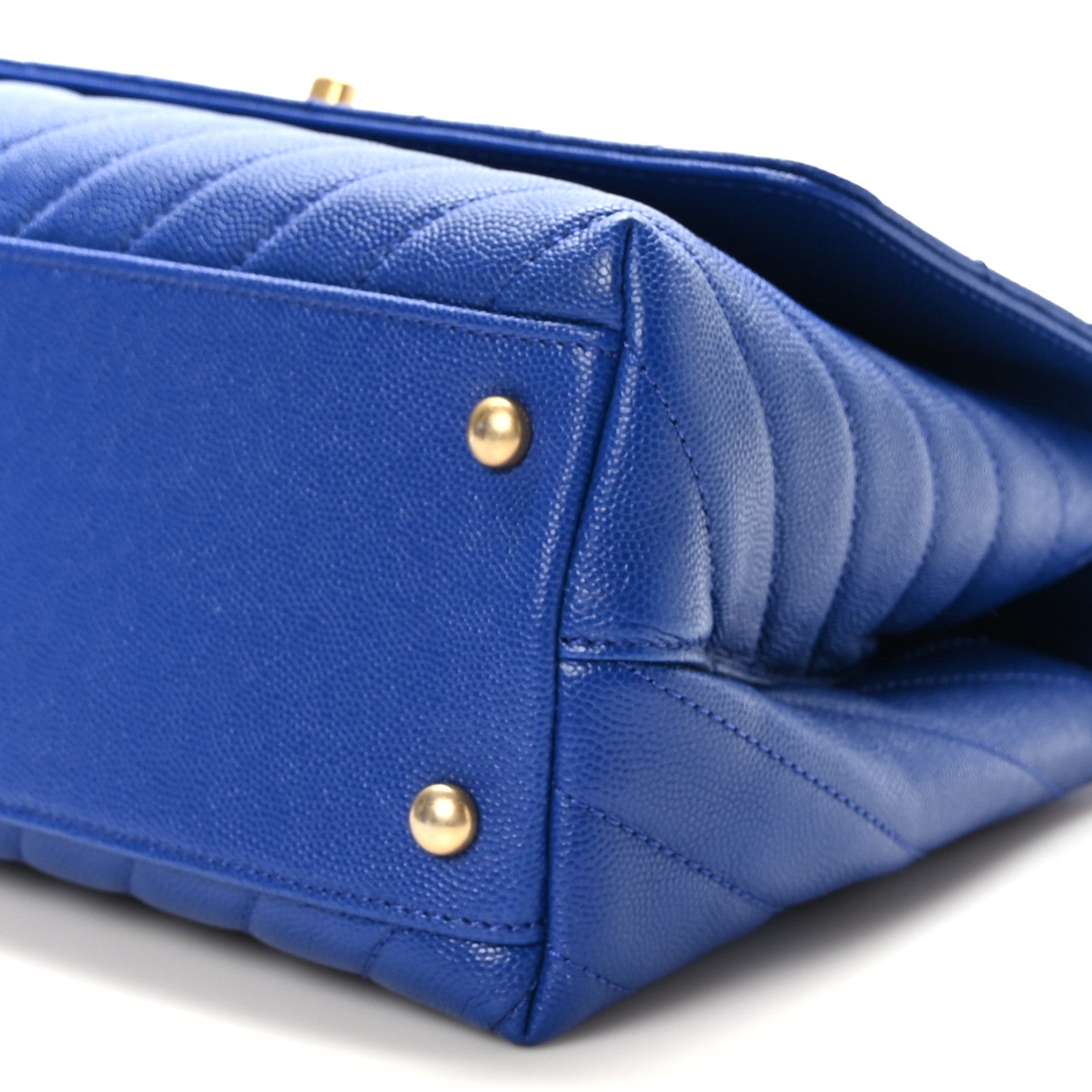 Chanel Caviar Chevron Quilted Small Coco Handle Flap Blue 9 of 9