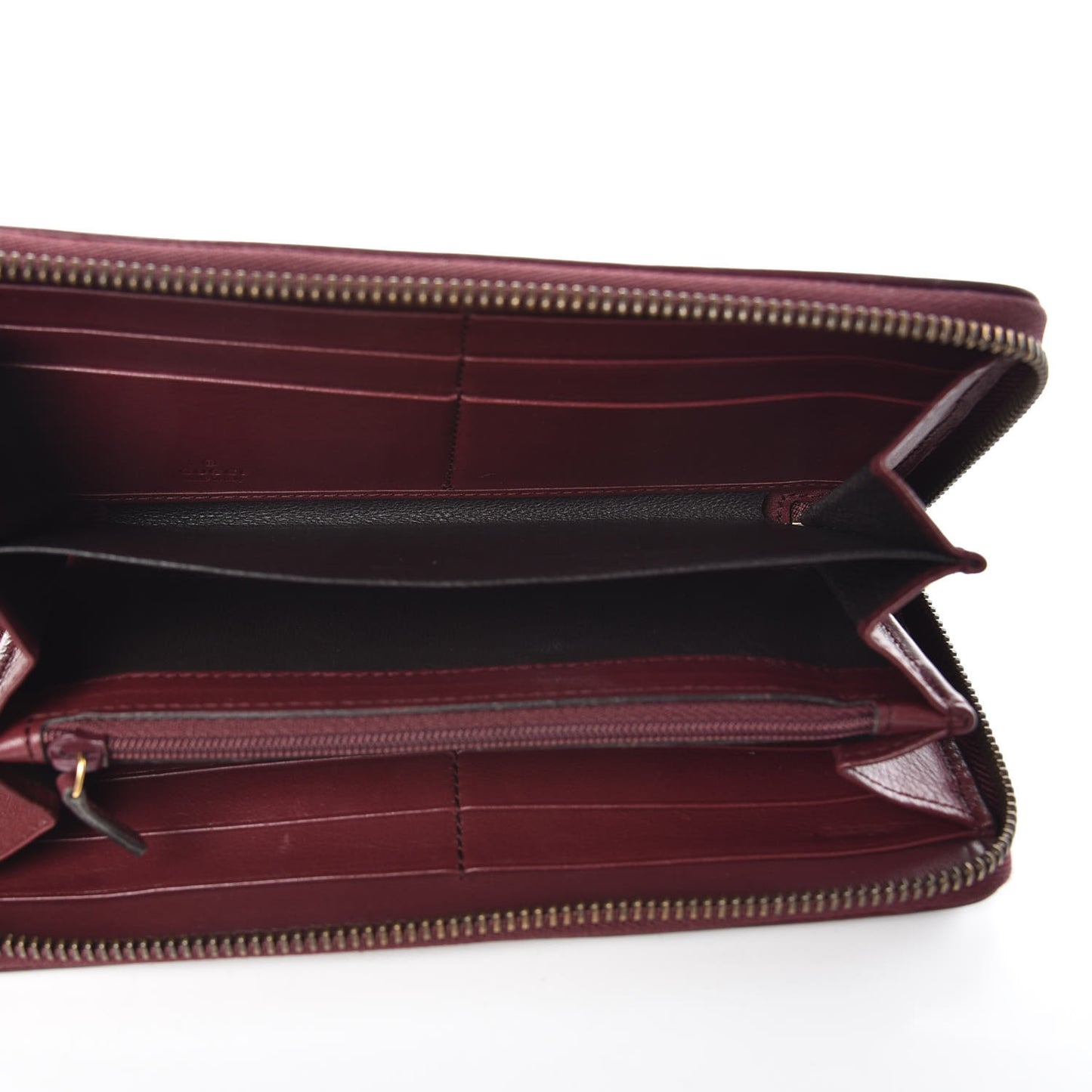 Microguccissima Brogue Zip Around Wallet Burgundy