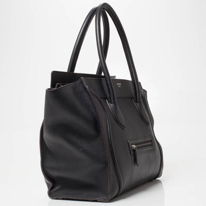 Celine Drummed Leather Shoulder Luggage Black 3 of 10