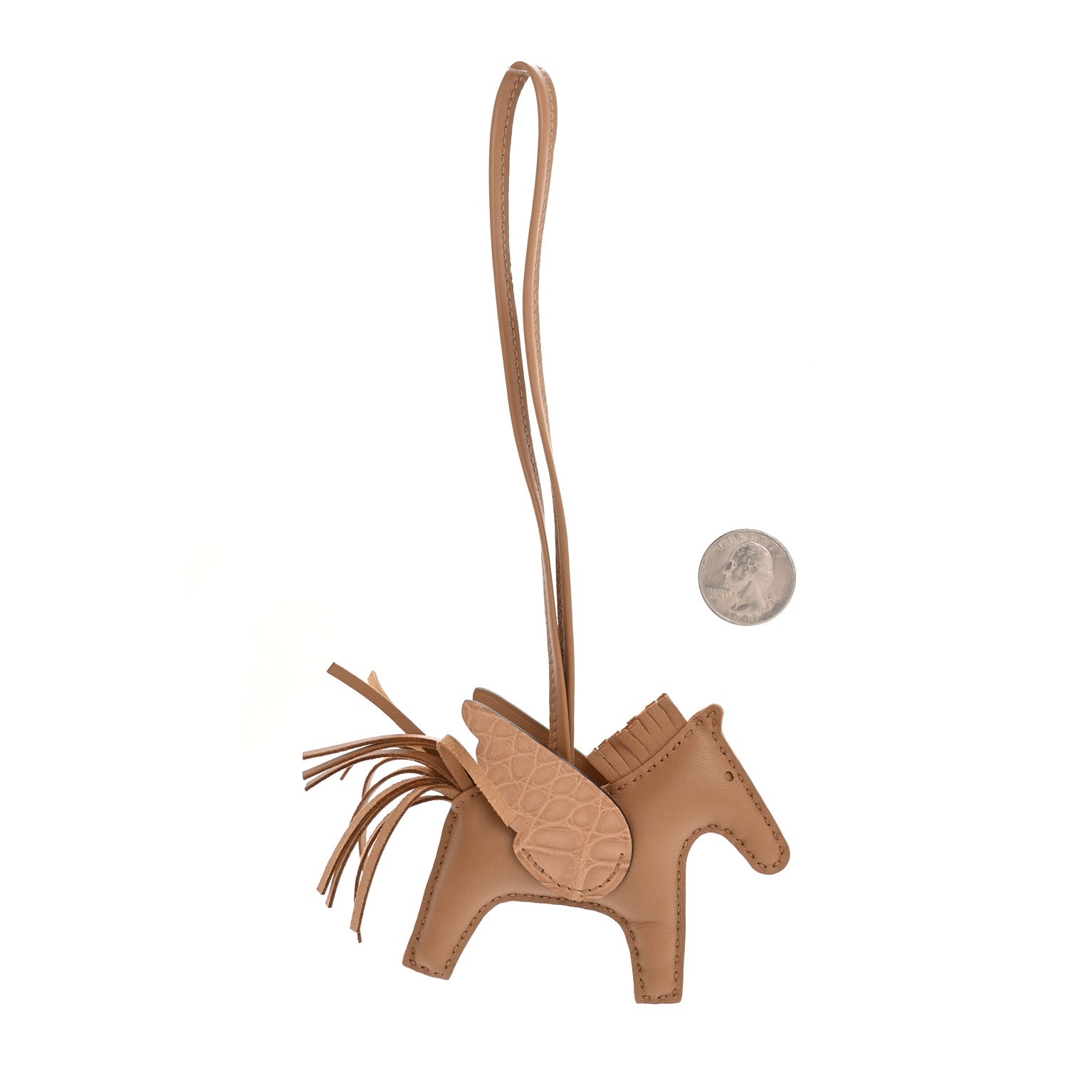 Hermes Milo Lambskin Matte Alligator Touch Grigri Rodeo Pegase Horse Bag Charm Chai 2 of 5