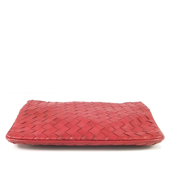 Bottega Veneta Vintage Woven Clutch Bag Red 5 of 9