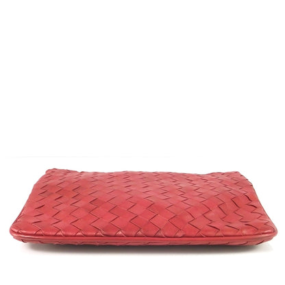 Bottega Veneta Vintage Woven Clutch Bag Red 5 of 9