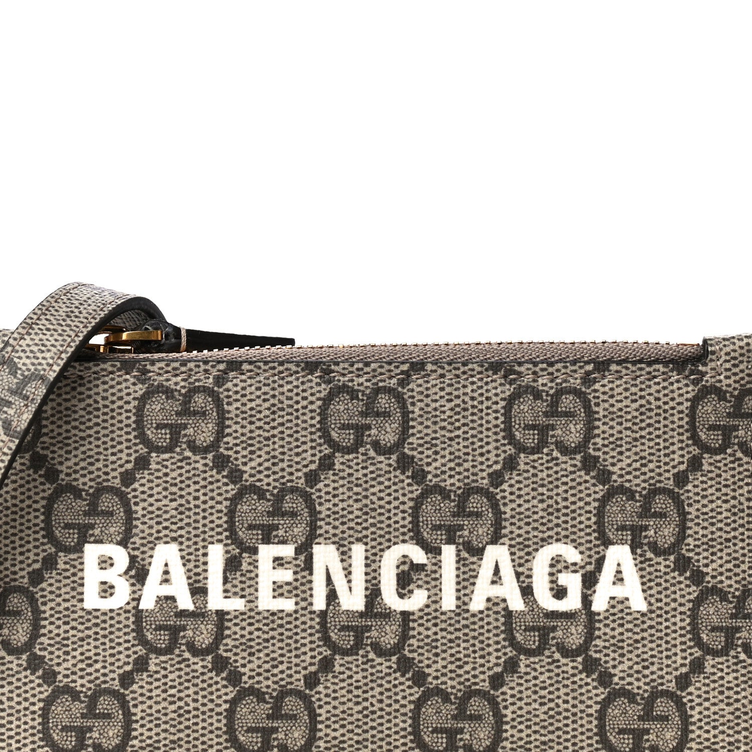 Gucci X BALENCIAGA GG Supreme Monogram Logo Card Case With Strap Beige Ebony 7 of 10