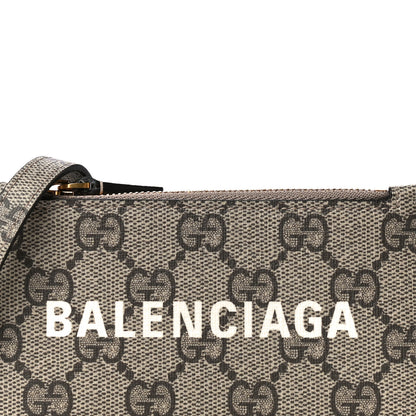 Gucci X BALENCIAGA GG Supreme Monogram Logo Card Case With Strap Beige Ebony 7 of 10