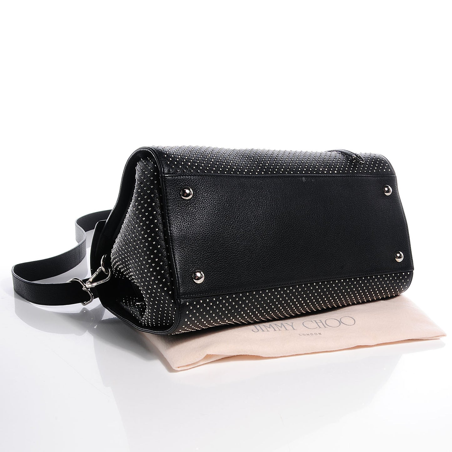 Studded Grainy Leather Medium Rosalie Black