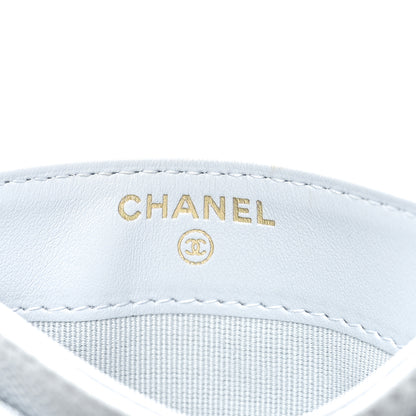 Chanel Caviar Quilted Crystal CC Card Holder Light Blue 6 of 8