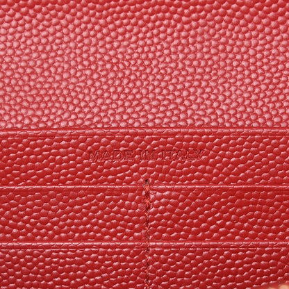 Saint Laurent Grain De Poudre Matelasse Chevron Monogram Flap Wallet Red 8 of 13
