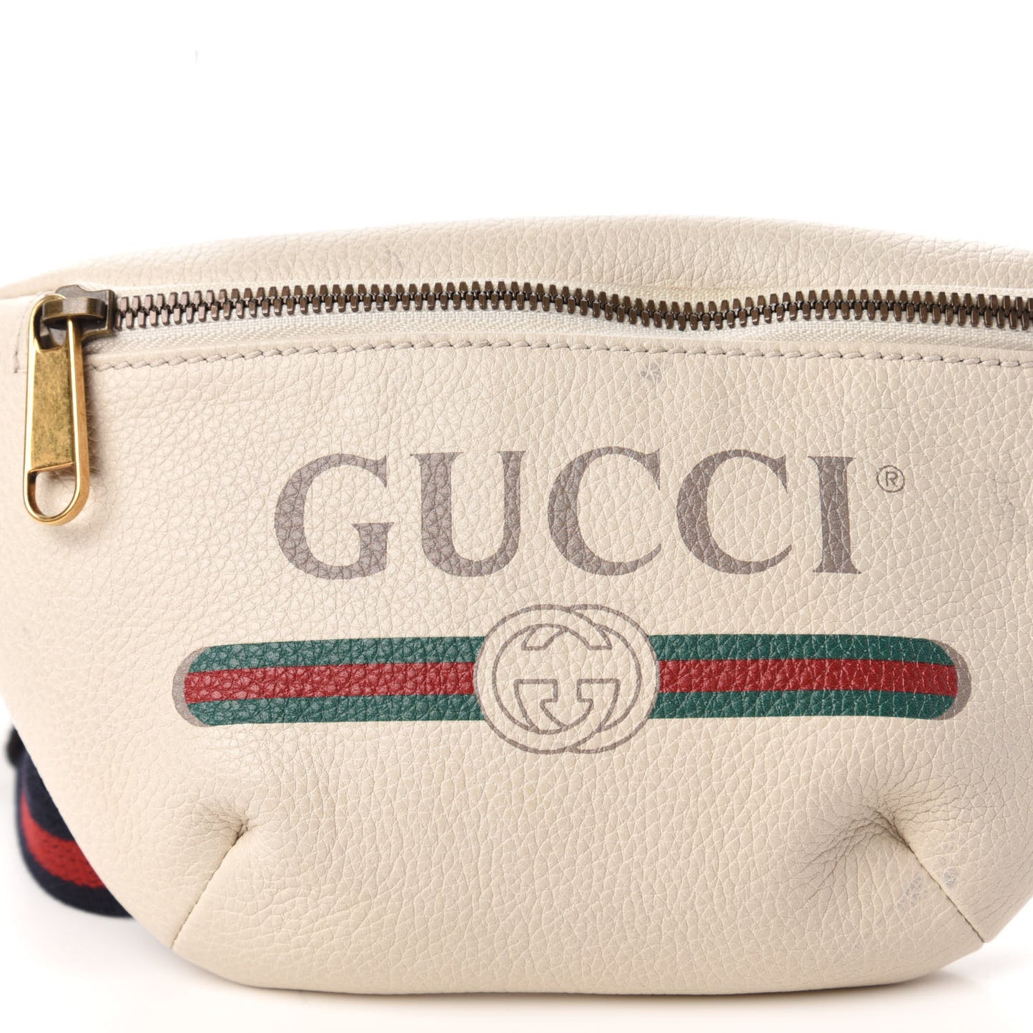 Grained Calfskin Small Logo Belt Bag White