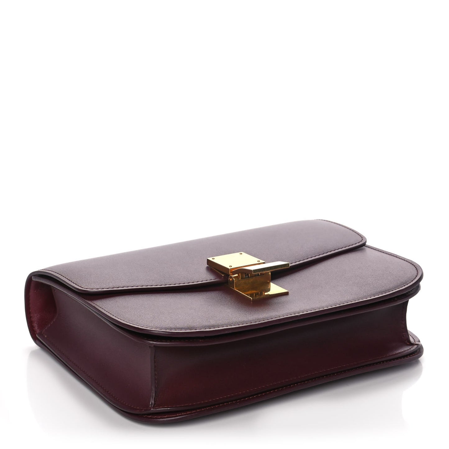 Box Calfskin Medium Classic Box Flap Bag Burgundy