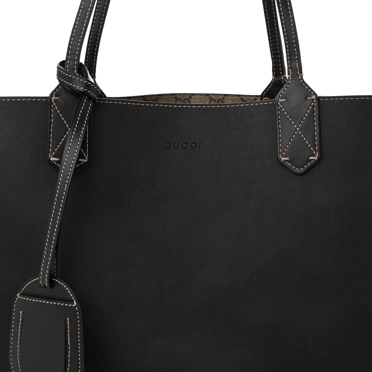 Gucci Calfskin GG Supreme Monogram Medium Reversible Tote Black 12 of 17