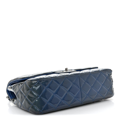 Chanel Patent Quilted Jumbo Double Flap Blue 4 of 20