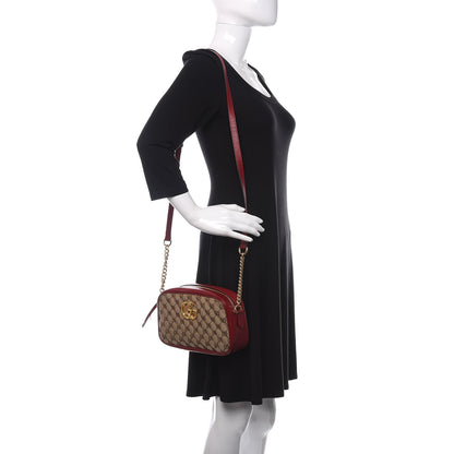 Gucci Monogram Azalea Calfskin Matelasse Diagonal Small GG Marmont Chain Shoulder Bag Beige Ebony New Cherry Red 2 of 10