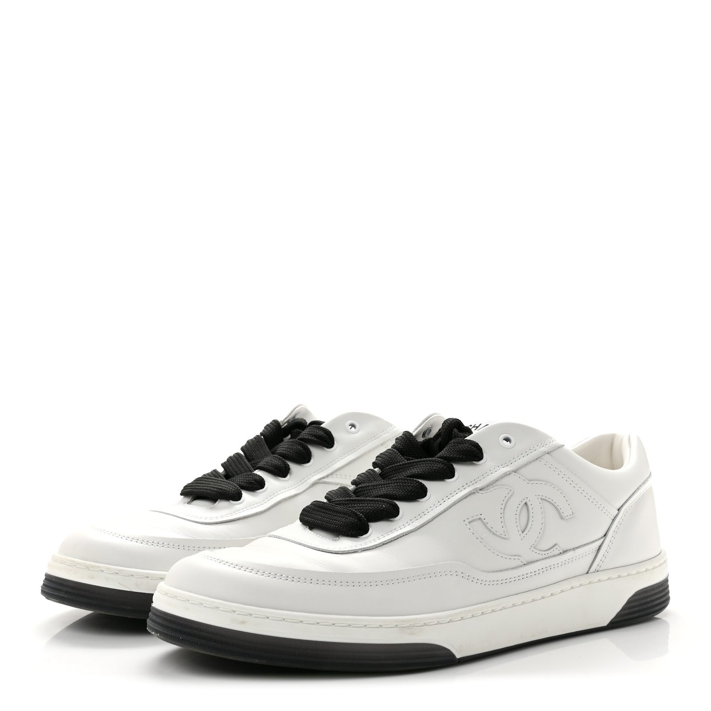 Calfskin CC Womens Sneakers 40 White Black