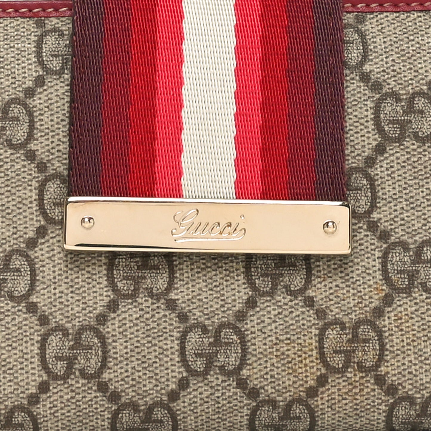 Monogram Calfskin Ladies Web Long Wallet Red