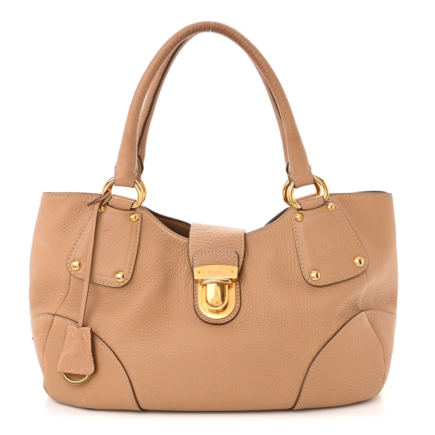 Prada Vitello Daino Pushlock Tote Sughero 1 of 16