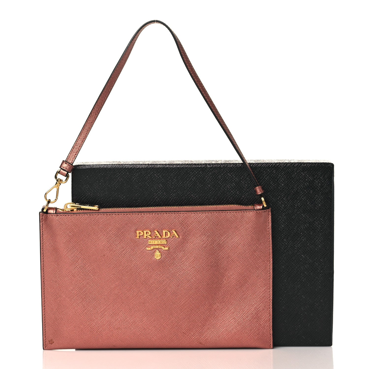 Prada Metallic Saffiano Small Flat Pouch Antico Mordore 10 of 10