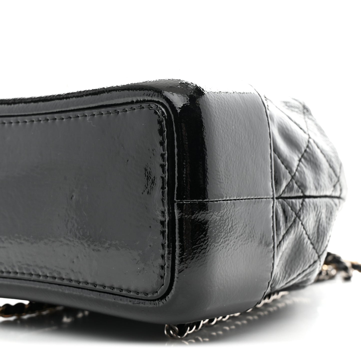 Patent Goatskin Quilted Small Gabrielle Backpack Black