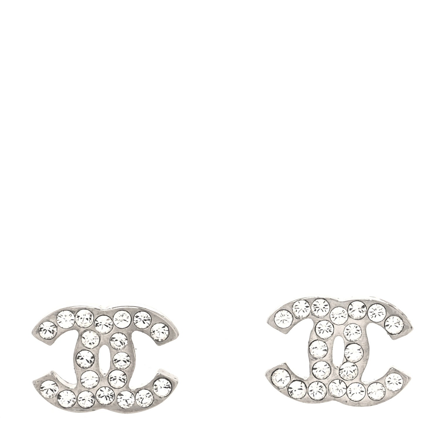 Chanel Crystal Mini Timeless CC Earrings Silver 1 of 4