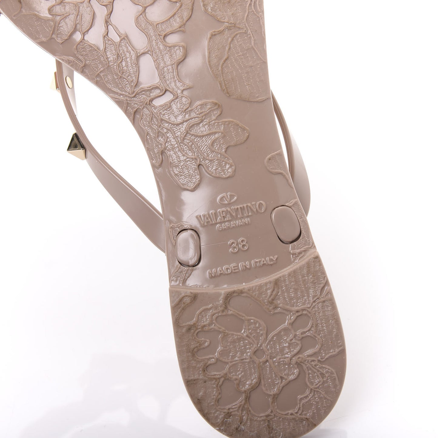 PVC Jelly Rockstud Bow Thong Sandals 38 Poudre