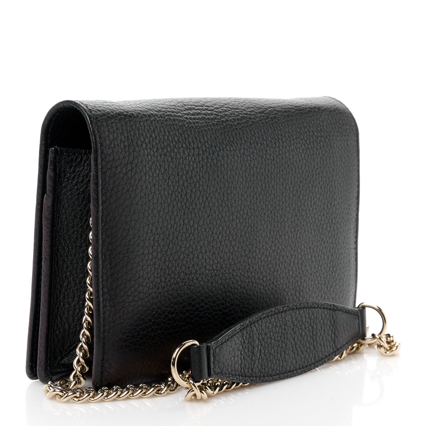 Pebbled Calfskin Soho Wallet On Chain Black
