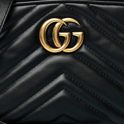 Gucci Calfskin Matelasse Mini GG Marmont Chain Shoulder Bag Black 9 of 11