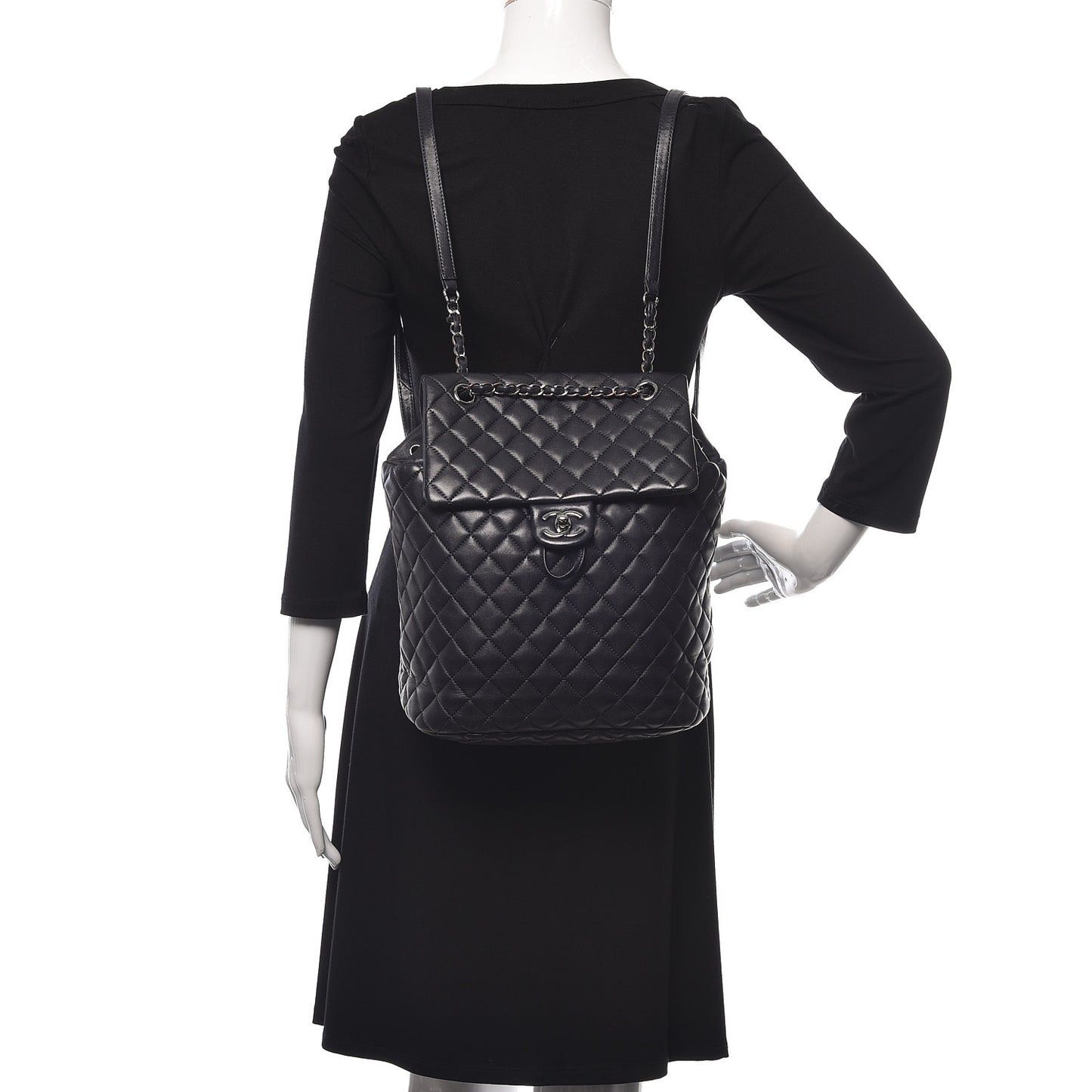 Lambskin Quilted Large Urban Spirit Backpack Navy