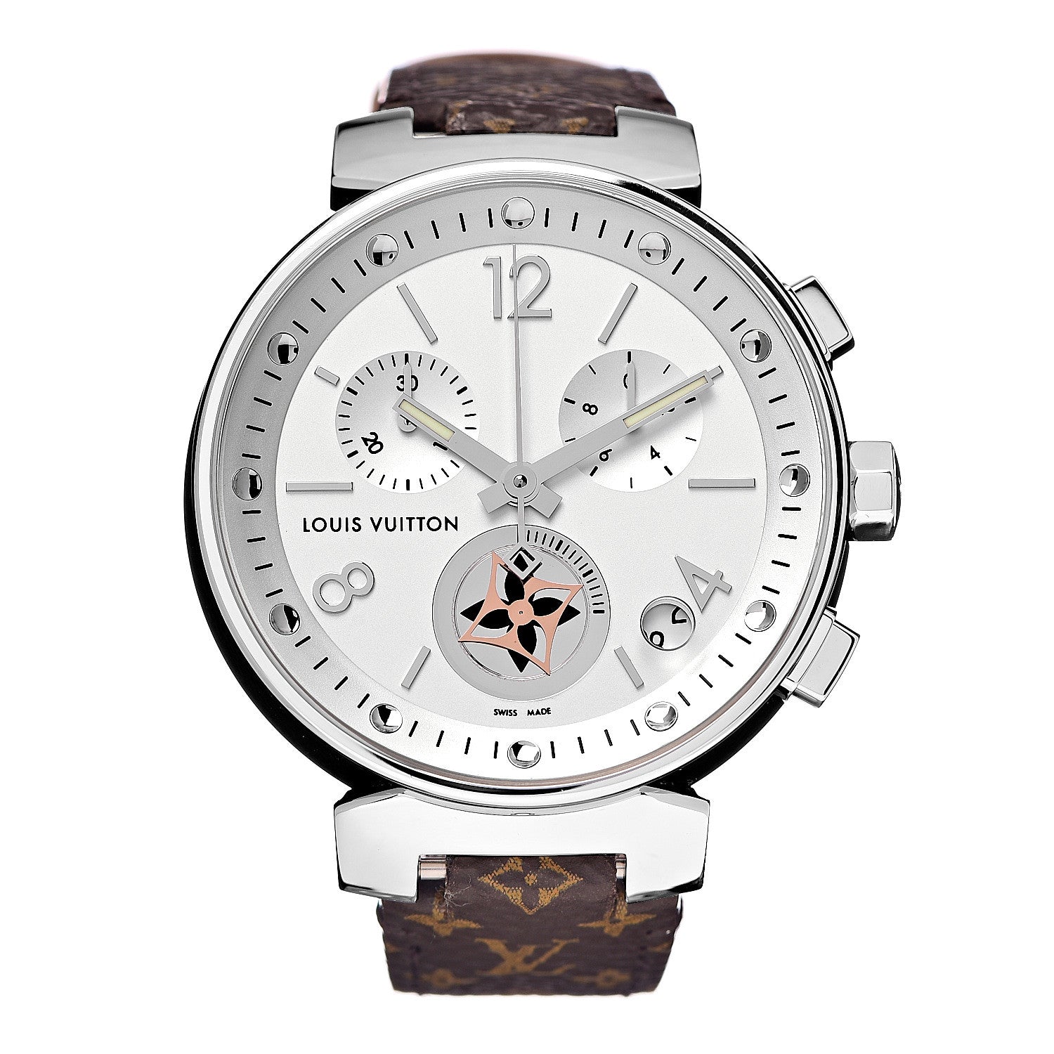 Louis Vuitton Stainless Steel Monogram 39mm Tambour Moon Chronograph Automatic Watch 1 of 10