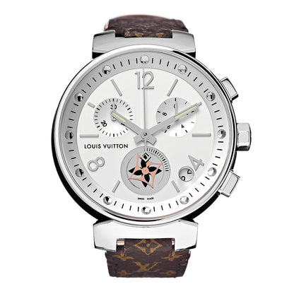 Louis Vuitton Stainless Steel Monogram 39mm Tambour Moon Chronograph Automatic Watch 1 of 10