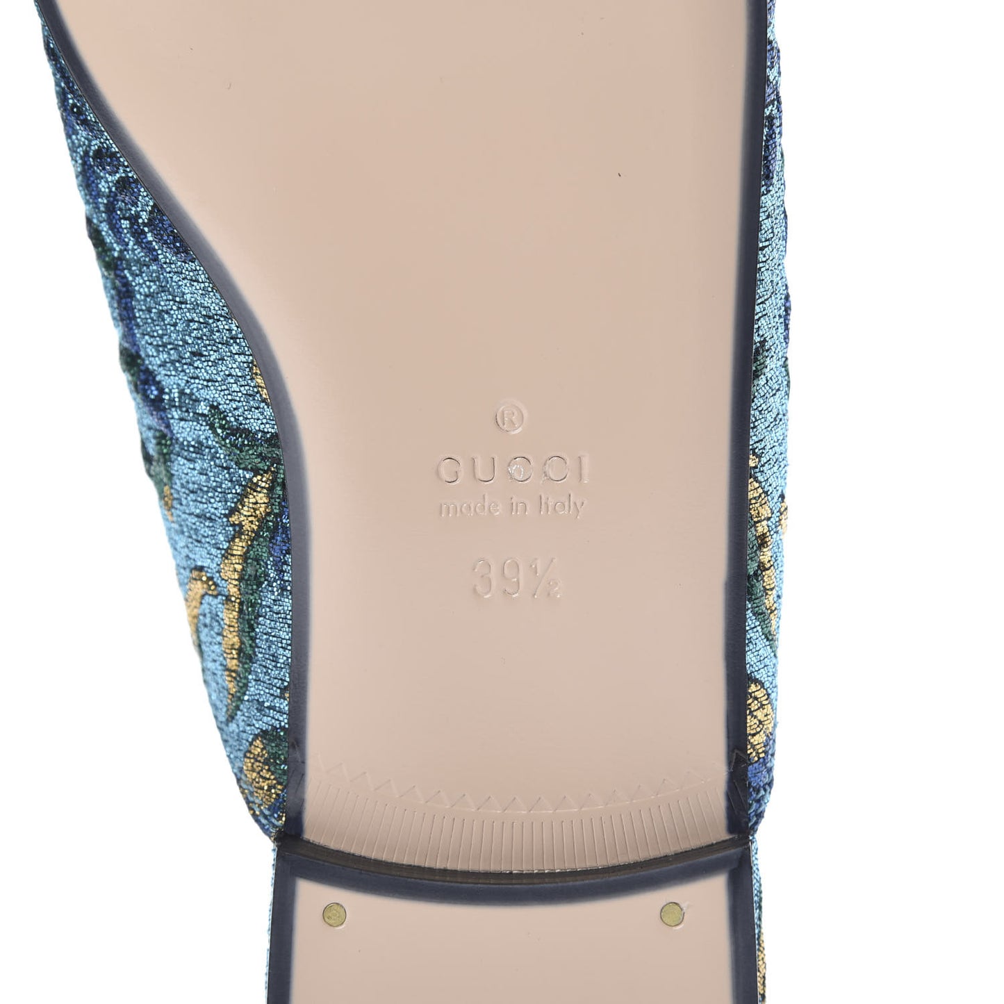 Iridescent Brocade Womens Princetown Slippers 39.5 Azure Multicolor Oro