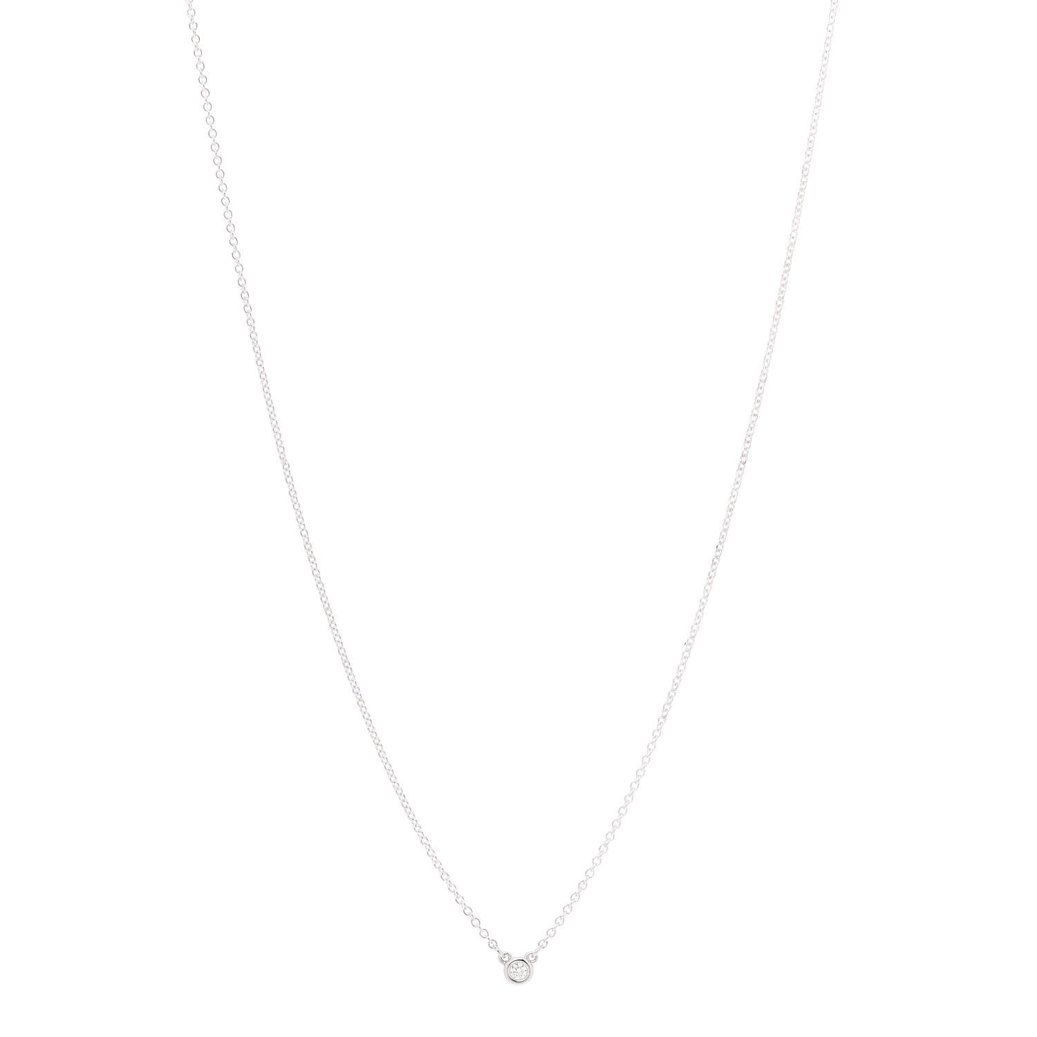 Tiffany Sterling Silver Diamond .03ct Elsa Peretti Diamonds by the Yard Pendant Necklace 1 of 8