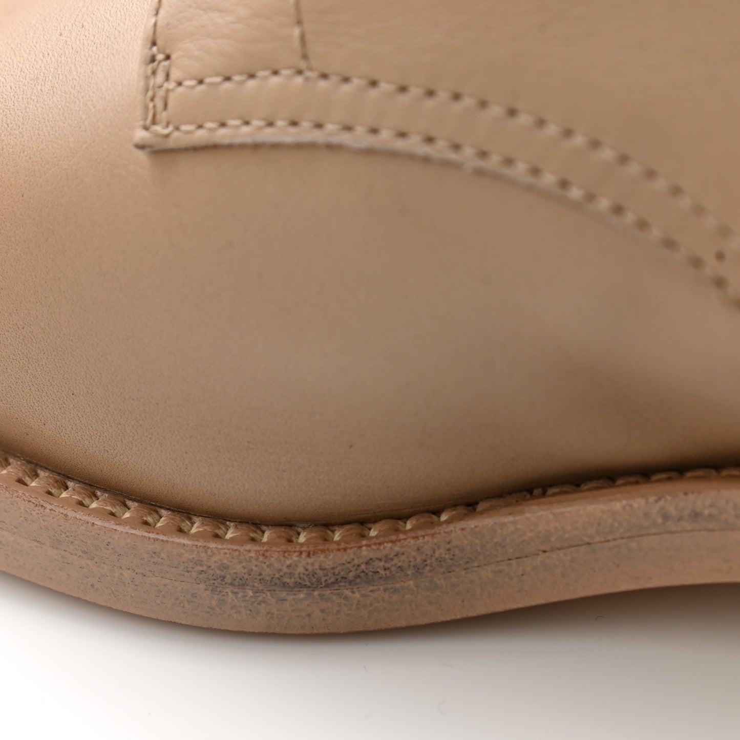 Calfskin Cap Toe CC Lace Up Boots 35.5 Beige