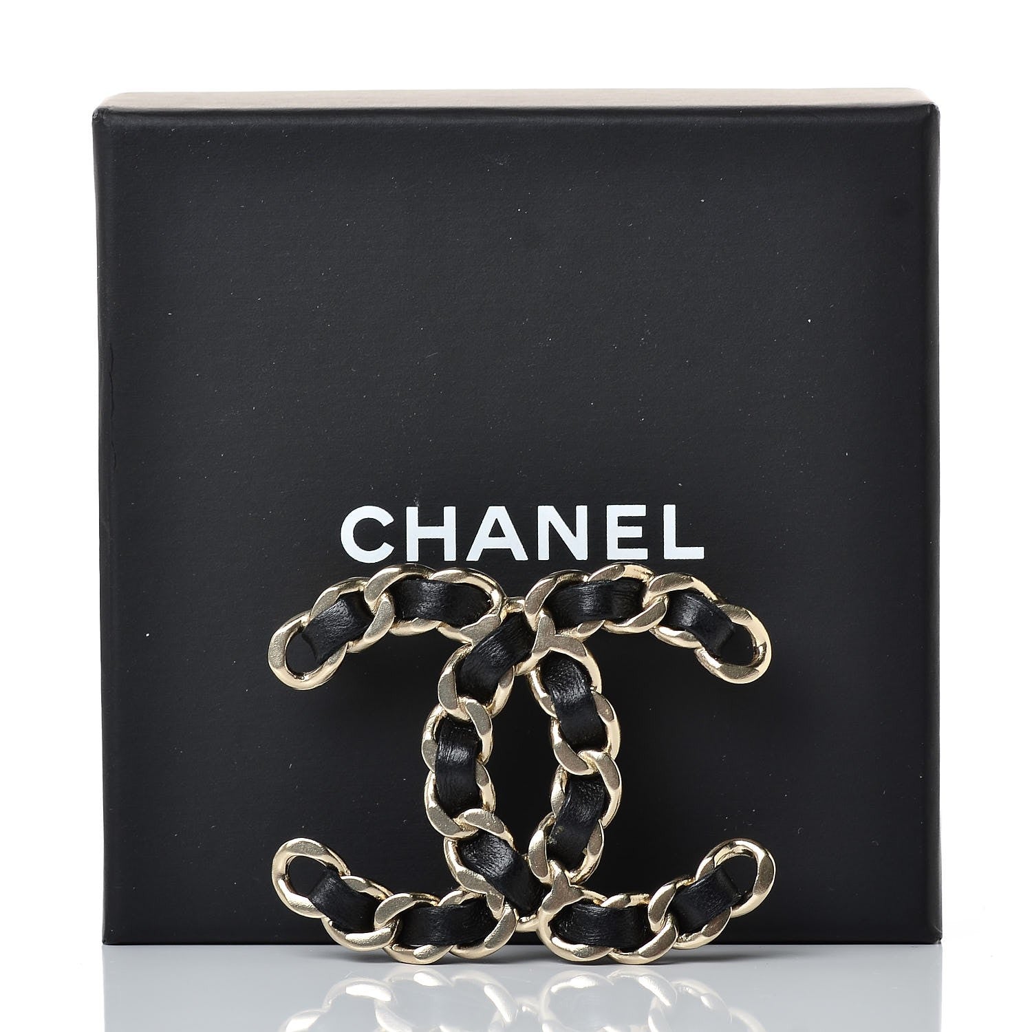 Chanel Lambskin Chain CC Brooch Black Gold 5 of 5