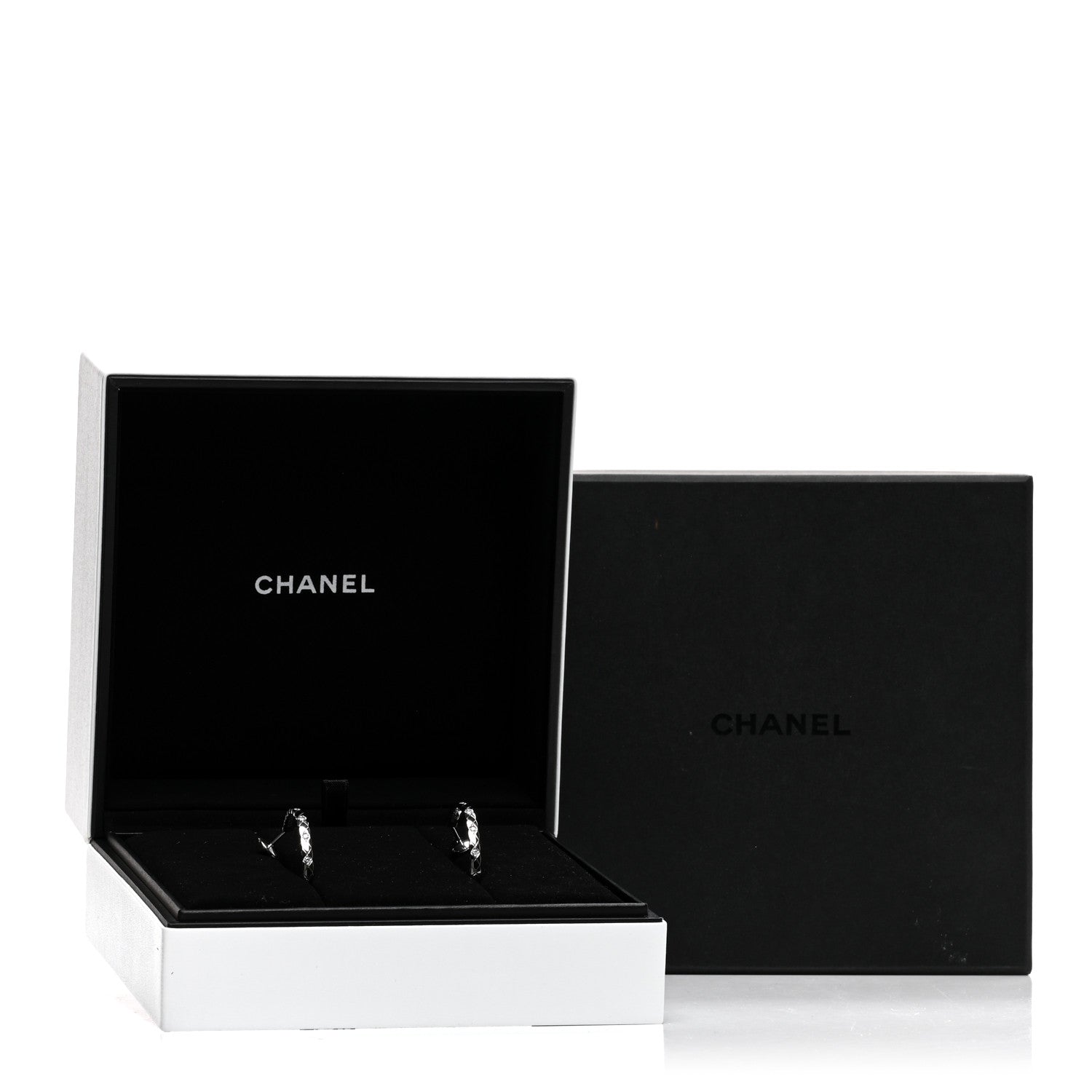 Chanel 18K White Gold Diamond Coco Crush Hoop Earrings 5 of 5