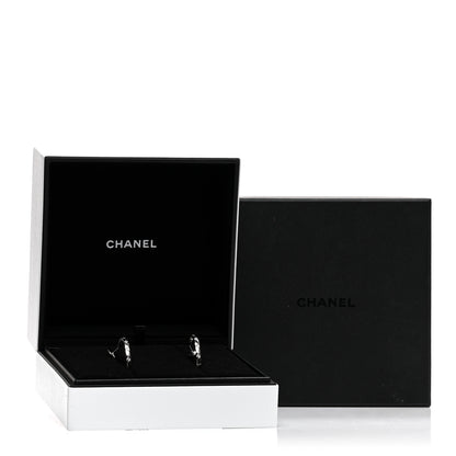 Chanel 18K White Gold Diamond Coco Crush Hoop Earrings 5 of 5
