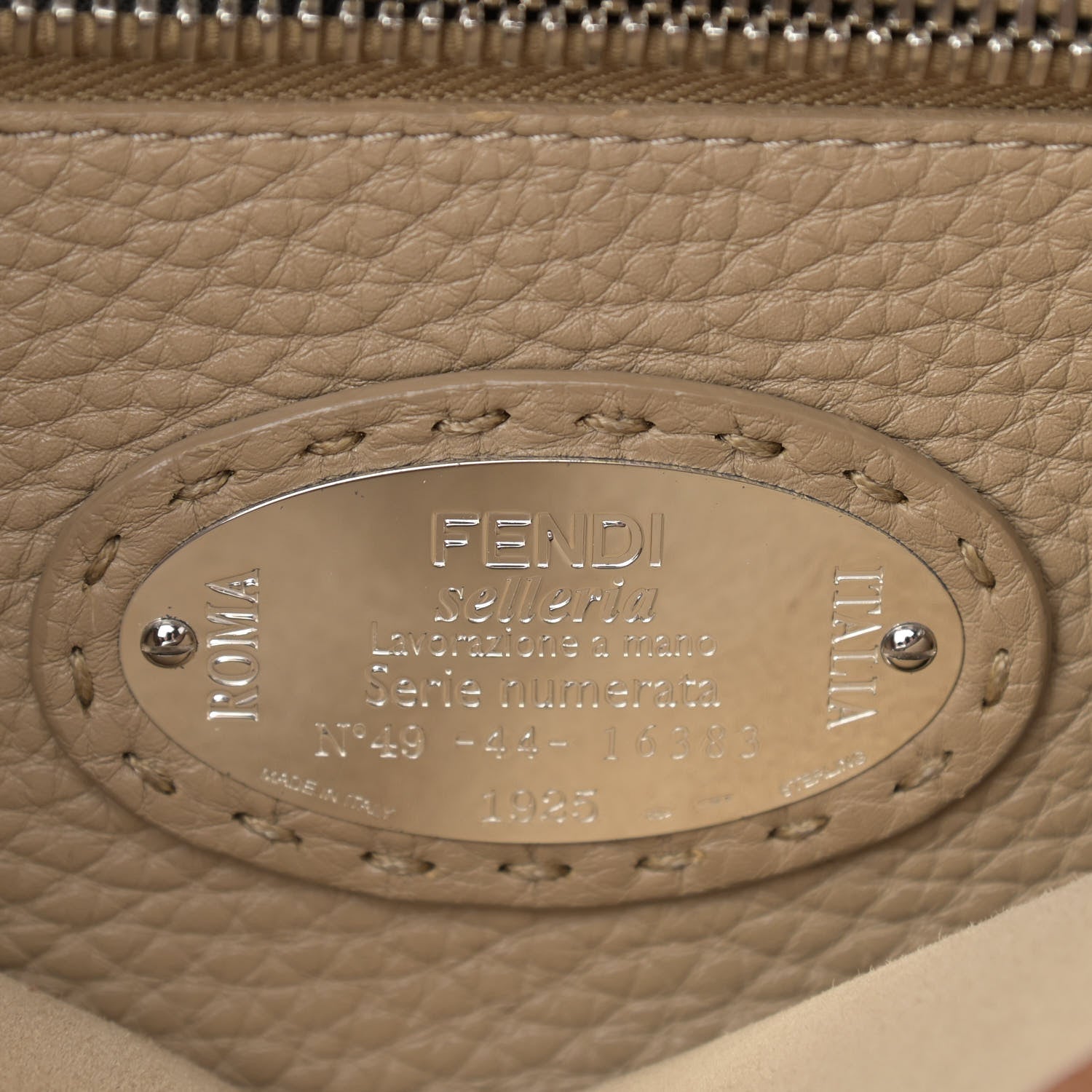Fendi Cuoio Romano Selleria Bi-Color Medium Peekaboo Iconic Satchel Mou Deserto 7 of 13