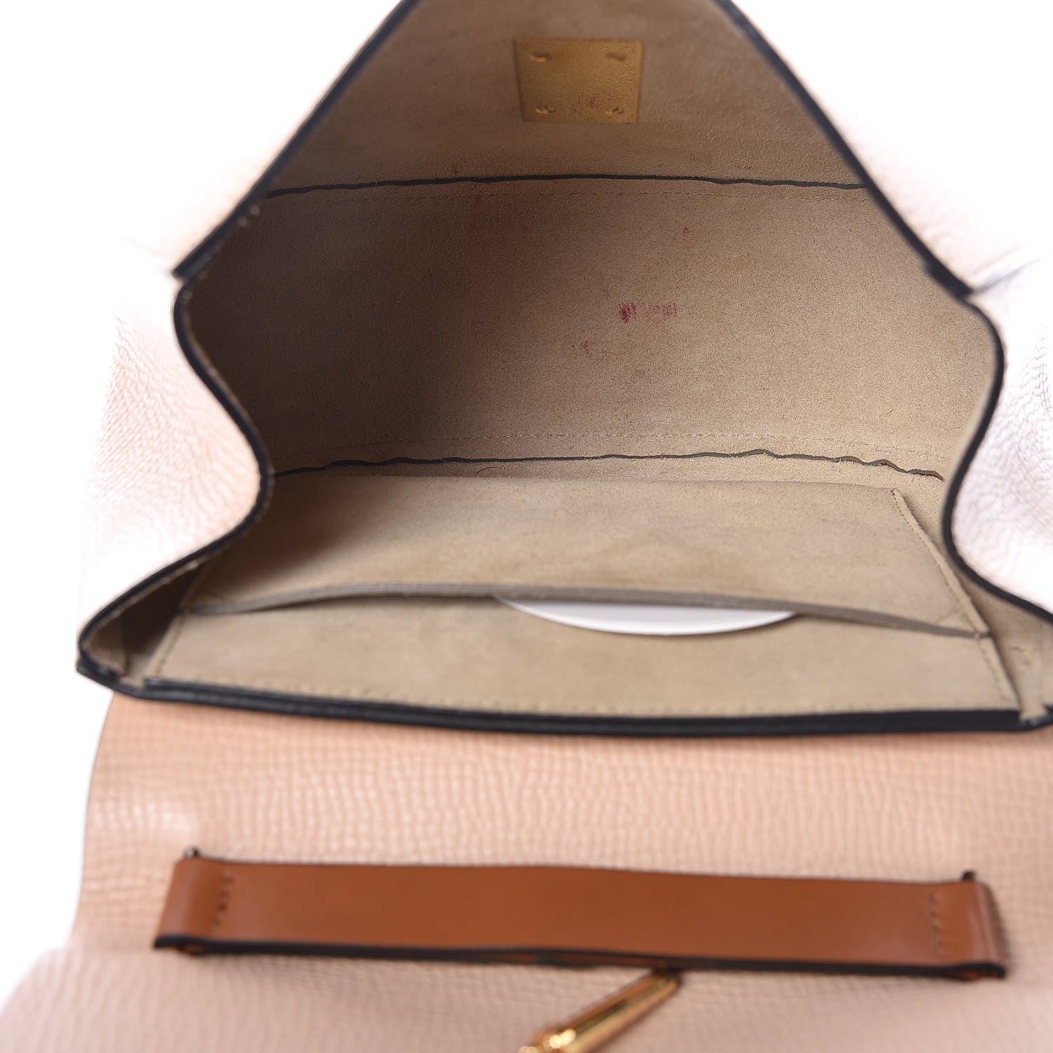 Chloe Grained Calfskin Lambskin Drew Shoulder Bag Powder Beige Caramel 5 of 13