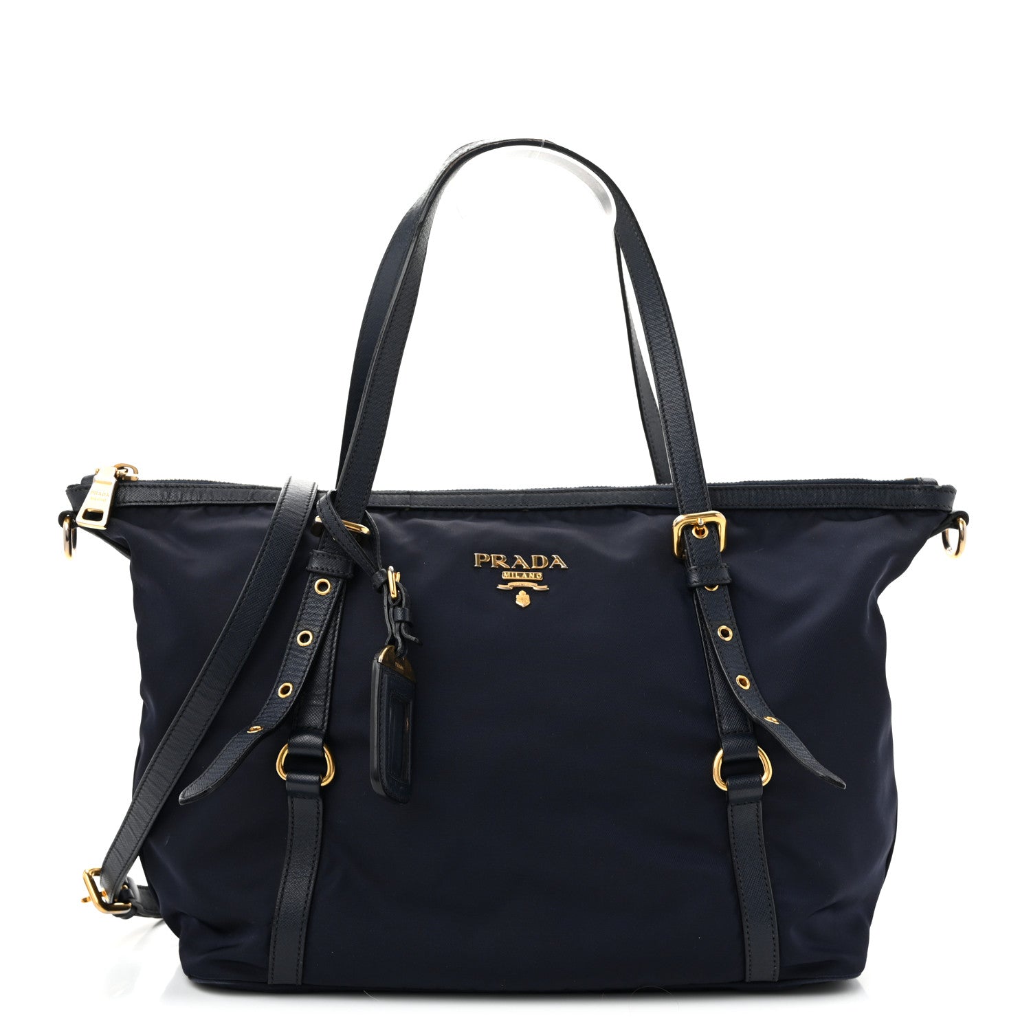 Prada Saffiano Tessuto Nylon Shopping Tote Royal Blue 1 of 16