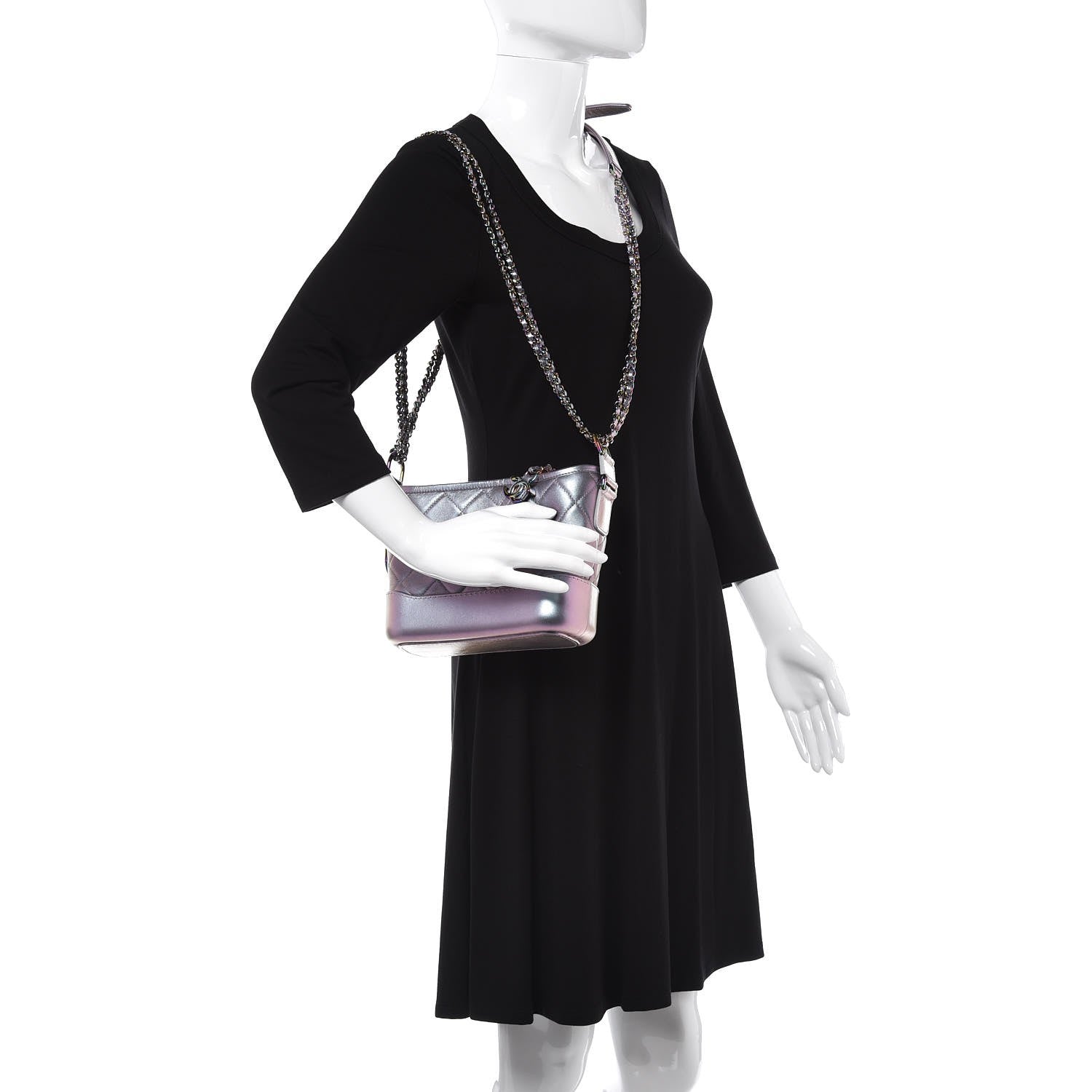 Chanel Iridescent Lambskin Calfskin Quilted Small Gabrielle Hobo Light Purple 4 of 11