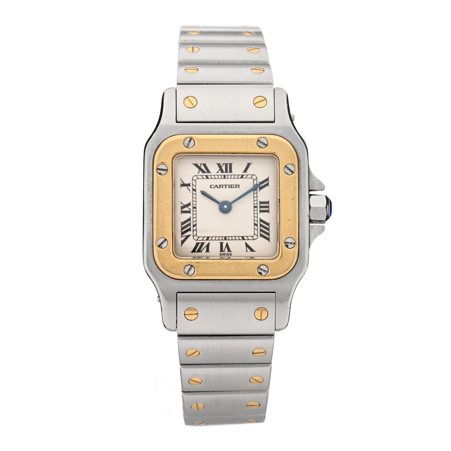 Cartier Stainless Steel 18K Yellow Gold 24mm Santos De Cartier Galbee Quartz Watch 1 of 4