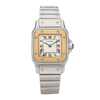 Cartier Stainless Steel 18K Yellow Gold 24mm Santos De Cartier Galbee Quartz Watch 1 of 4