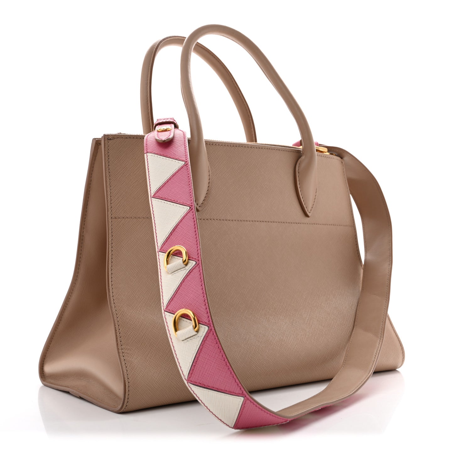 Saffiano City Calfskin Greche Medium Paradigme Bag Cammeo Begonia
