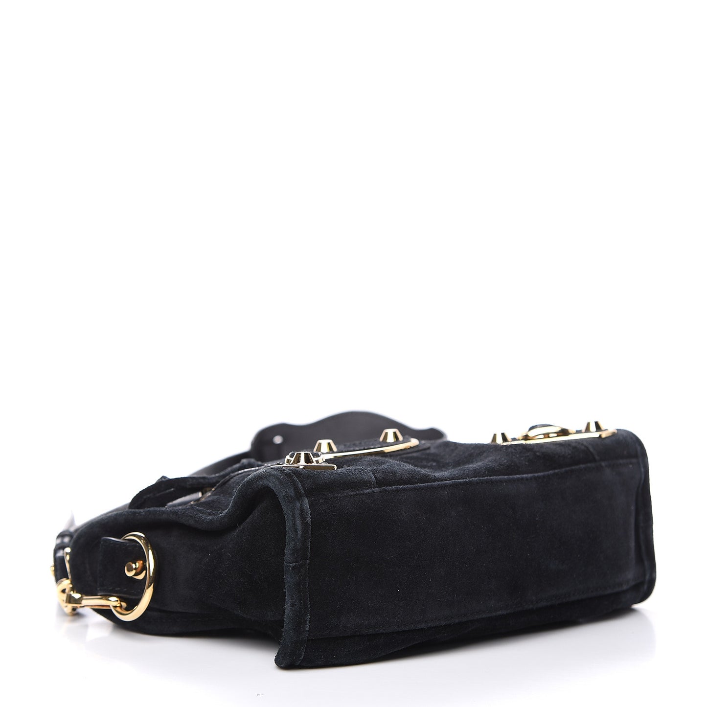 Baby Daim Suede Gold Metallic Edge Hardware Mini City Black