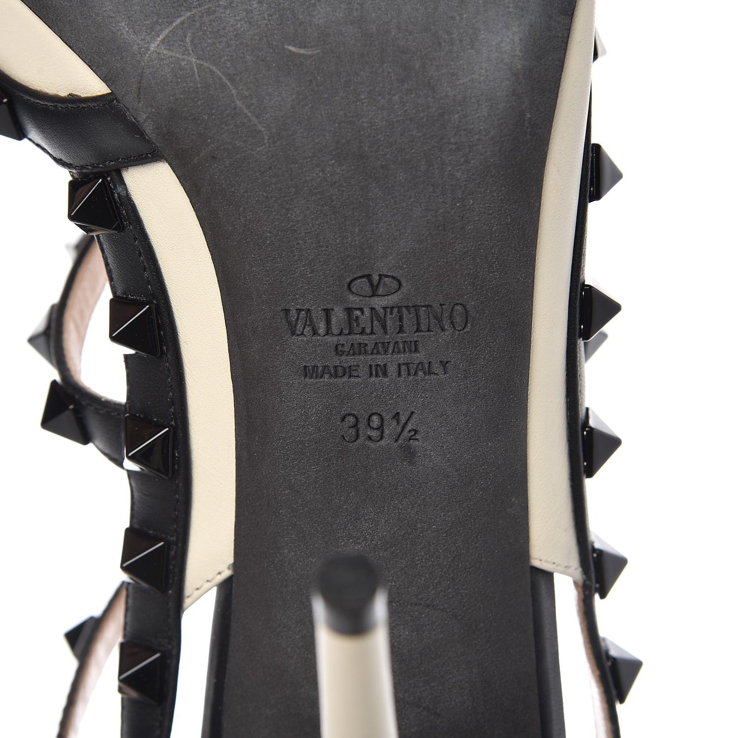 Nappa Rockstud Ankle Strap 100mm Pumps 39.5 Light Ivory Black