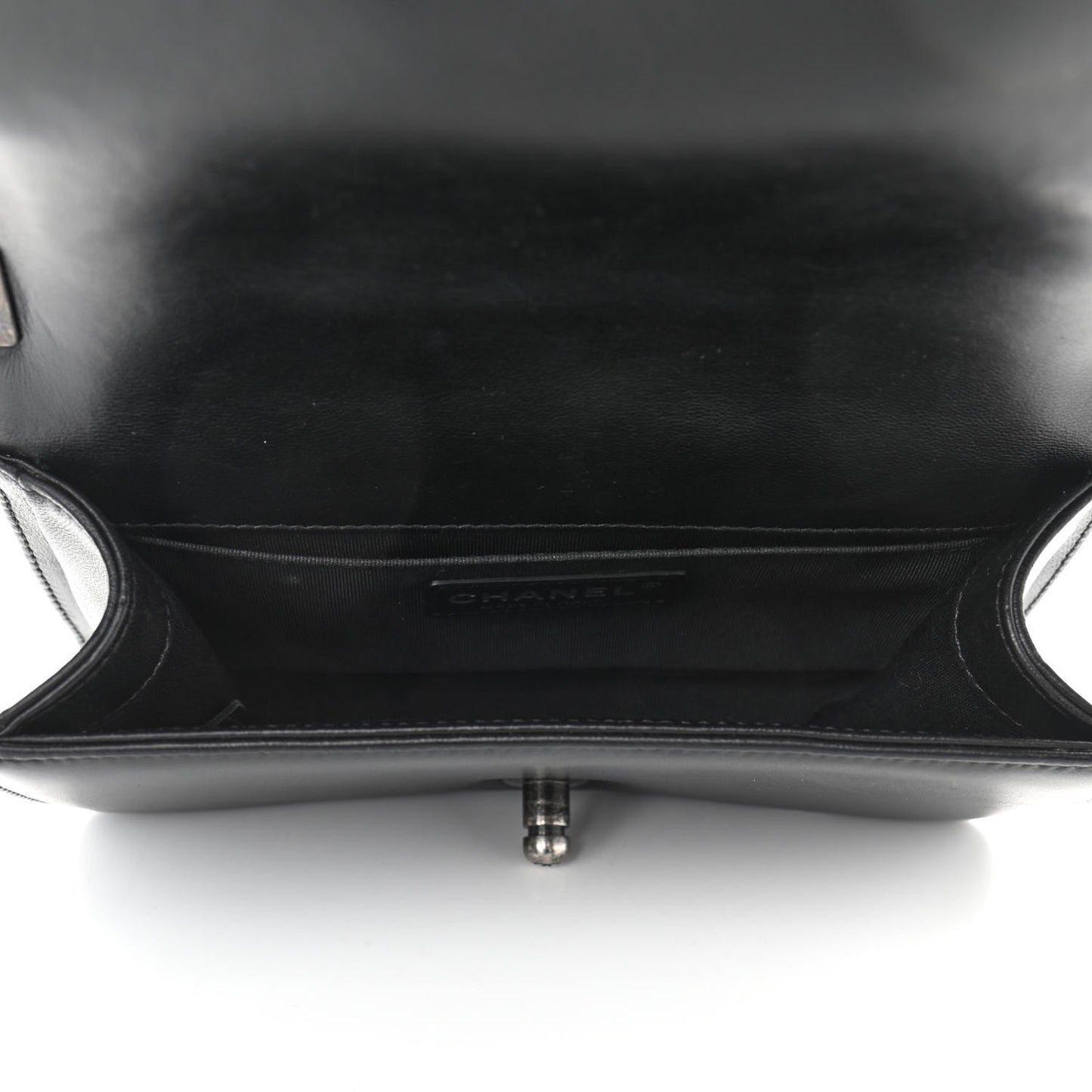 Lambskin Quilted Small Boy Flap Black