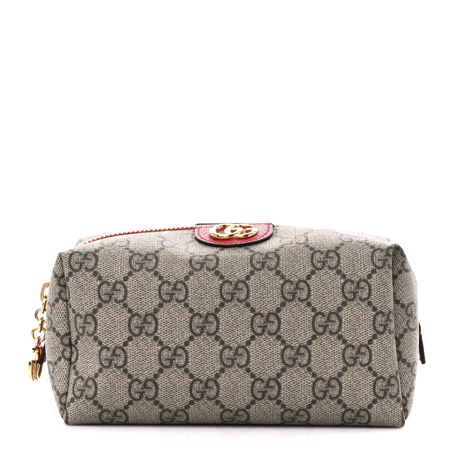 Soft GG Supreme Monogram Calfskin Medium Ophidia Cosmetic Case Beige Ebony Hibiscus Red