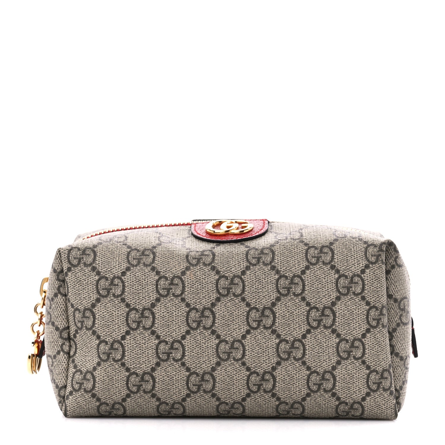 Gucci Soft GG Supreme Monogram Calfskin Medium Ophidia Cosmetic Case Beige Ebony Hibiscus Red 1 of 11
