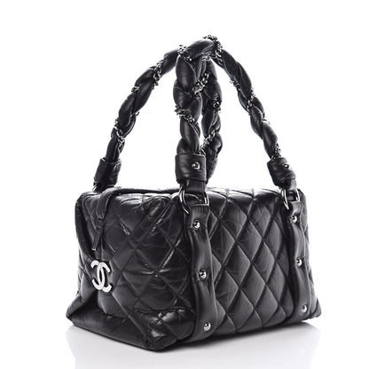 Chanel Distressed Lambskin Lady Braid Small Tote Black 3 of 9