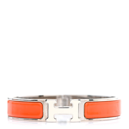 Hermes Enamel Narrow Clic Clac H Bracelet GM Orange White 1 of 5