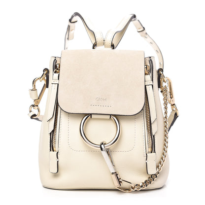 Chloe Suede Calfskin Mini Faye Backpack Off White 1 of 10