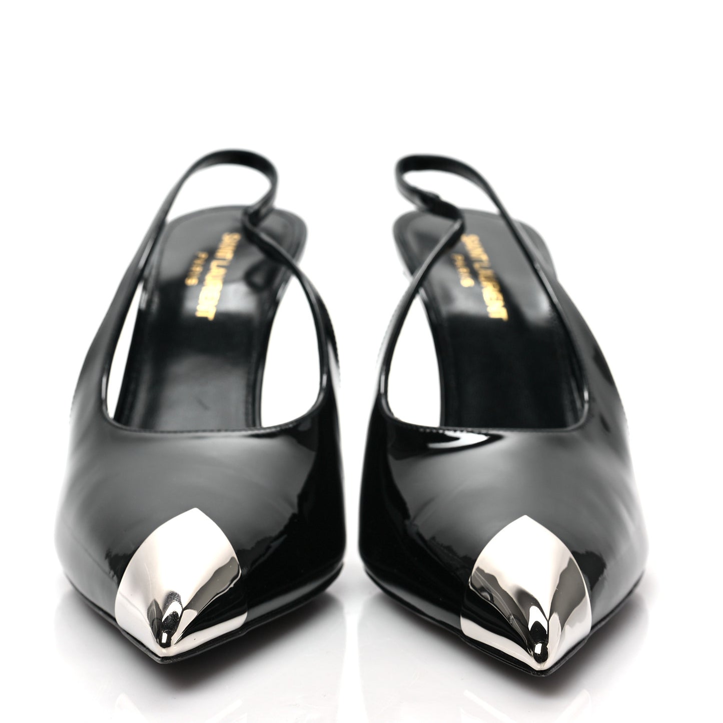 Patent Cap Toe Vesper Slingback Pumps 38.5 Black